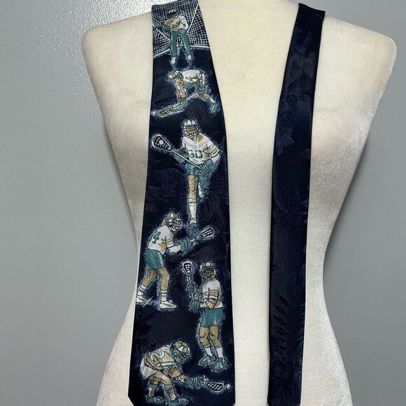 Gianfranco Black Silk Neck Tie Field Hockey - Picture 2 of 5